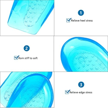 1 Paar Silikongel-Fersenkissen zur Erhöhung der Erhöhung der Einlegesohlen, Gel-Fersenkissen, Plantarfasziitis-Einlagen, Fersenschutz, Unterstützung für Fußbeinlänge (Größe: 12 x 8 x 2,5 cm) - 6