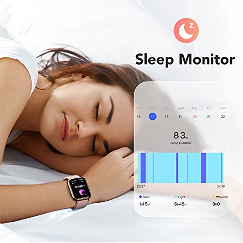 AGPTEK Smartwatch, 1,69 Zoll Armbanduhr mit personalisiertem Bildschirm, Musiksteuerung, Herzfrequenz, Schrittzähler, Kalorien, usw. IP68 Wasserdicht Fitness Tracker, für iOS und Android, Pink - 4