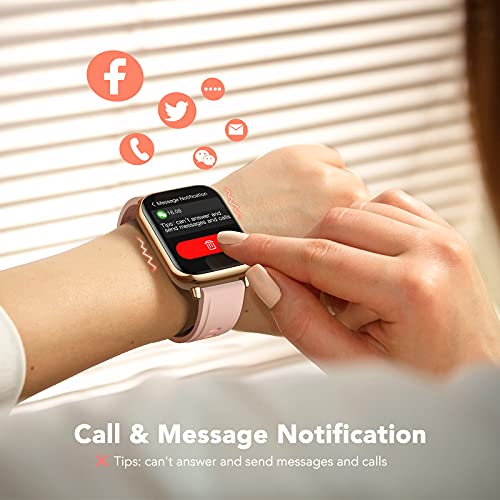 AGPTEK Smartwatch, 1,69 Zoll Armbanduhr mit personalisiertem Bildschirm, Musiksteuerung, Herzfrequenz, Schrittzähler, Kalorien, usw. IP68 Wasserdicht Fitness Tracker, für iOS und Android, Pink - 5