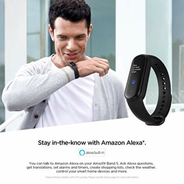 Amazfit Smartwatch Band 5 Fitness Tracker Armband mit integrierter Alexa, 15 Tagen Akkulaufzeit, Blutsauerstoff, Herzfrequenz, Schlafüberwachung, Digitale uhr für Sport, black, normal - 2