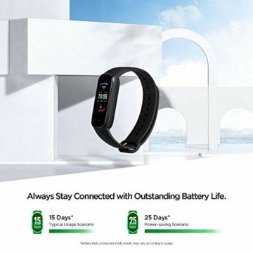 Amazfit Smartwatch Band 5 Fitness Tracker Armband mit integrierter Alexa, 15 Tagen Akkulaufzeit, Blutsauerstoff, Herzfrequenz, Schlafüberwachung, Digitale uhr für Sport, black, normal - 4