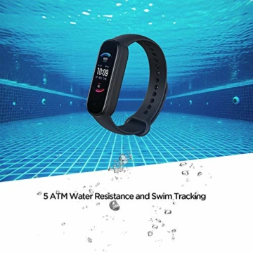 Amazfit Smartwatch Band 5 Fitness Tracker Armband mit integrierter Alexa, 15 Tagen Akkulaufzeit, Blutsauerstoff, Herzfrequenz, Schlafüberwachung, Digitale uhr für Sport, black, normal - 6