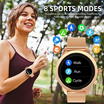 Aney Well Smartwatch Damen, Smart Armbanduhr Fitness Tracker Wasserdicht IP68 Fitnessuhr Pulsuhren Sportuhr Schrittzähler Uhr Schlafmonitor für Android iOS - 2