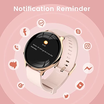 BANLVS Smartwatch Damen, 1,28 Zoll Fitness Tracker Armbanduhr Pulsuhr Schlafmonitor Blutsauerstoff, Sportuhr IP68 Wasserdicht Schrittzähler Uhr mit 24 Sportmodi Smart Watch für Android IOS Handy Gold - 5