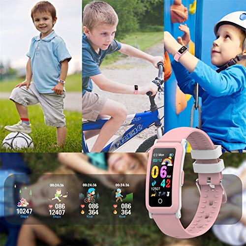 BingoFit Fitness Armband Uhr Kinder, Fitness Tracker Smartwatch mit Blutdruck Pulsmesser und Schlafmonitor, Wasserdicht Schrittzähler Kalorienzähler Aktivitätstracker für Kinder Mädchen Junge Teenager - 2