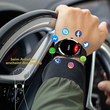 Blackview X1 Smartwatch Herren, Smart Armbanduhr Herren Fitness Tracker Smart Watch Rund 5ATM Wasserdicht Fitnessuhr Herren mit Pulsuhr Schrittzähler Damen Wearable Sportuhr iOS Android Kompatibel - 3