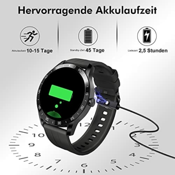 Blackview X1 Smartwatch Herren, Smart Armbanduhr Herren Fitness Tracker Smart Watch Rund 5ATM Wasserdicht Fitnessuhr Herren mit Pulsuhr Schrittzähler Damen Wearable Sportuhr iOS Android Kompatibel - 6