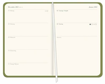 Diario Wochen-Kalenderbuch A6 grün - Terminkalender 2022 - Taschenkalender - Wochenplaner - mit Softcover, Gummiband, Lesebändchen und Einstecktasche - 10,3 x 15 cm - 2