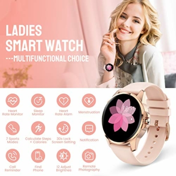 EIVOTOR Smartwatch Damen Fitness Armband Tracker Sport Uhr mit Pulsmesser Armbanduhr IP68 Wasserdicht Schrittzähler Kalorienzähler Schlafmonitor Aktivitätstracker für Android IOS Rosa - 2