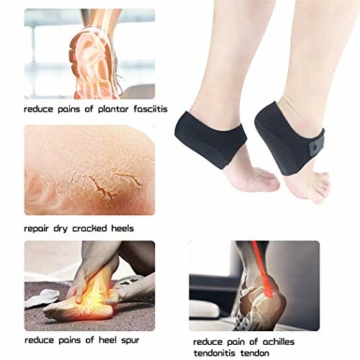 Fersensporn Bandage Silikon, Kapmore Ferse Socken 1 Paar Fersensocken Heel Wrap Verstellbare Atmungsaktive Plantarfasziitis Wrap Fersenschutz - 4