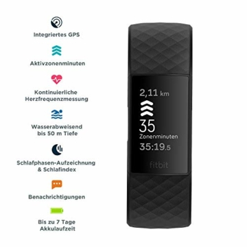 Fitness-Tracker Fitbit Charge 4 mit GPS, Schwimmtracking & bis zu 7 Tage Akkulaufzeit, Schwarz - 2