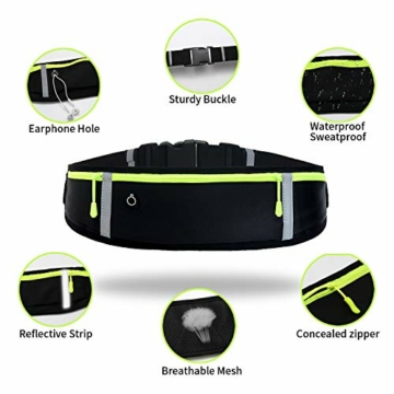 GORWRICH Laufgürtel mit wasserdichtem, verstellbarem Gummiband, schweißfeste Hüfttaschen mit großer Kapazität, perfekt für Laufen und Outdoor-Aktivitäten - 6