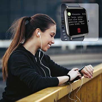 Hama 178604 Smartwatch 4900, wasserdicht (Fitnesstracker für Herzfrequenz/Kalorien, Sportuhr mit Schrittzähler, Schlafmonitor, Musiksteuerung, Fitness Armband Damen/Herren, 6 Tage Akkulaufzeit) Blau - 3