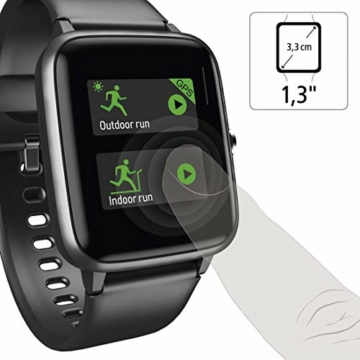 Hama Smartwatch 5910, GPS, wasserdicht (Fitnesstracker für Herzfrequenz/Kalorien, Sportuhr mit Schrittzähler, Schlafmonitor, Musiksteuerung, Fitness Armband Damen/Herren, 6 Tage Akkulaufzeit) Schwarz - 6