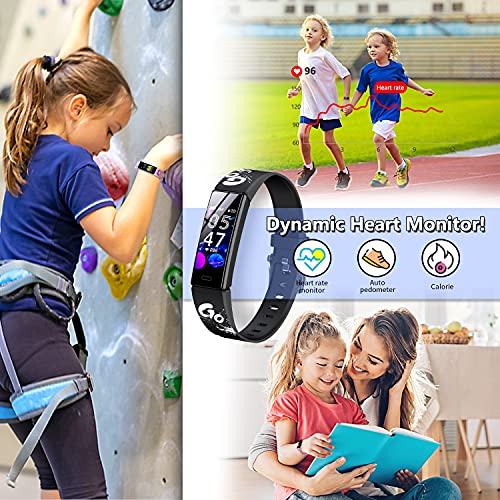 HOFIT Fitness Tracker, Aktivitäts-Tracker mit Schrittzählern, Herzfrequenz- und Schlafmonitor, Stoppuhr, IP68 wasserdicht, Smartwatch Armband mit 2 Armbändern, Geschenk für Jugendliche (Schwarz) - 4