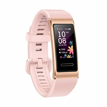 Huawei Band 4 Pro Fitness-Aktivitätstracker (All-in-One Smart Armband, Herzfrequenz- und Schlafüberwachung, eingebautes GPS, farbenreiches Touch Display, 5 ATM wasserfest) gold mit rosa Armband - 3