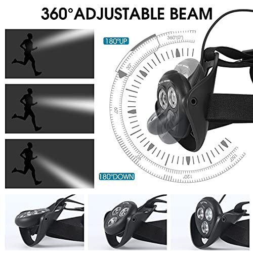 ICOCOPRO Lauflicht LED Lauflampe USB Wiederaufladbare Brustlampe Laufen - 360°Einstellbar, 500 Lumen, IPX4 Wasserdicht - Leichtgewichts Running Light für Läufer Joggen Camping - 4