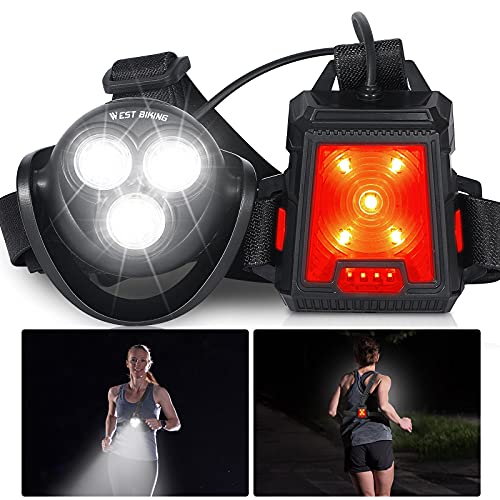 ICOCOPRO Lauflicht LED Lauflampe USB Wiederaufladbare Brustlampe Laufen - 360°Einstellbar, 500 Lumen, IPX4 Wasserdicht - Leichtgewichts Running Light für Läufer Joggen Camping - 1