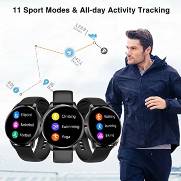 LIEBIG Smartwatch Herren, fitnessuhr mit Schrittzähler IP68 Wasserdicht Sportuhr mit Pulsuhr Blutdruckmessgerät Schlafmonitor Damen Herren Armbanduhr für Android iOS (Schwarz) - 4