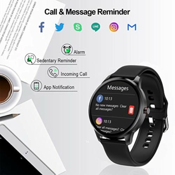 LIEBIG Smartwatch Herren, fitnessuhr mit Schrittzähler IP68 Wasserdicht Sportuhr mit Pulsuhr Blutdruckmessgerät Schlafmonitor Damen Herren Armbanduhr für Android iOS (Schwarz) - 5