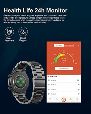 LIGE Smartwatch,1,32 Zoll HD Farbdisplay Fitnessuhr für Android iOS mit Pulsuhr-Schlaf-Gesundheitsmonitor, IP67 wasserdichte Edelstahl Sport Armbanduhr Schrittzähler Stoppuhr Gifted Strap - 4