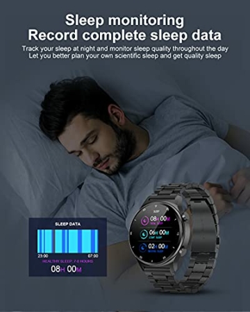 LIGE Smartwatch,1,32 Zoll HD Farbdisplay Fitnessuhr für Android iOS mit Pulsuhr-Schlaf-Gesundheitsmonitor, IP67 wasserdichte Edelstahl Sport Armbanduhr Schrittzähler Stoppuhr Gifted Strap - 5