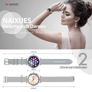 NAIXUES Smartwatch Damen, Fitness Tracker IP67 Wasserdicht, Fitnessuhr mit Aktivitätstracker Pulsuhr Stoppuhr Schlafmonitor Schrittzähler Uhr, Smartwatch für Android iOS - 2