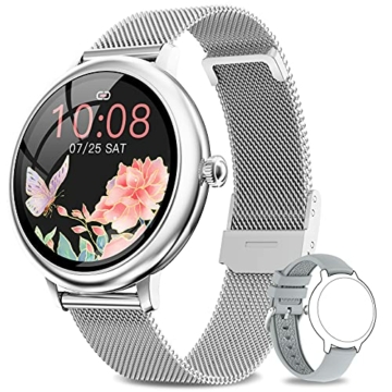 NAIXUES Smartwatch Damen, Fitness Tracker IP67 Wasserdicht, Fitnessuhr mit Aktivitätstracker Pulsuhr Stoppuhr Schlafmonitor Schrittzähler Uhr, Smartwatch für Android iOS - 1