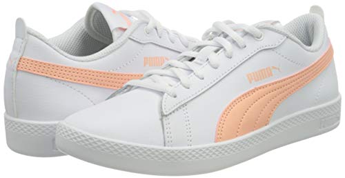 PUMA Damen Smash WNS v2 L Sneaker, White Apricot Blush Black, 38 EU - 7