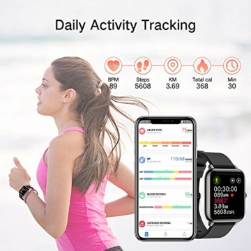 Smartwatch, 1.4 Zoll Touch-Farbdisplay Smart Watch mit Pulsmesser Schlafmonitor, Fitness Tracker mit Schrittzähler für Damen Herren, Smart Watch IP67 Wasserdicht Sportuhr fitnessuhr mit Stoppuhr - 5