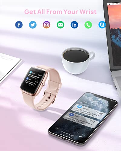 Smartwatch Damen, 1.3 Zoll Touch-Farbdisplay Fitnessuhr mit Schrittzähler, Pulsuhr, Schlafmonitor, Musiksteuerung, 10 Tagen Akkulaufzeit, GPS, 5TAM Wasserdicht Fitness Tracker für iOS und Android Rosa - 5