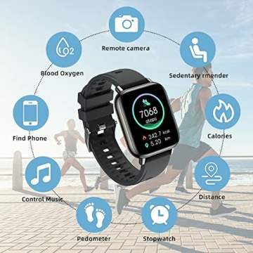 Smartwatch, Fitness Tracker 1,69'' Fitness Armbanduhr mit Pulsuhr Schlafmonitor, Zusätzlichem Uhrenarmband,Sportuhr Schrittzähler Uhr,Stoppuhr IP68 Wasserdicht Smart Watch Herren Damen für iOS Android - 2