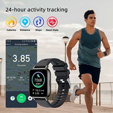 Smartwatch, Fitness Tracker 1,69'' Fitness Armbanduhr mit Pulsuhr Schlafmonitor, Zusätzlichem Uhrenarmband,Sportuhr Schrittzähler Uhr,Stoppuhr IP68 Wasserdicht Smart Watch Herren Damen für iOS Android - 4