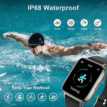 Smartwatch, Fitness Tracker 1,69 Zoll TFT-Display Fitness Armbanduhr mit Pulsuhr Schlafmonitor, Sportuhr Schrittzähler Uhr, Stoppuhr IP68 Wasserdicht für Damen Herren Smart Watch für iOS und Android - 5