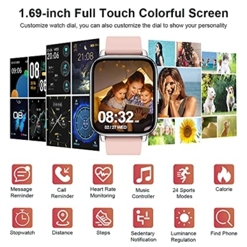 Smartwatch, Fitness Tracker 1,69 Zoll Touch-Farbdisplay Fitness Armbanduhr mit Herzfrequenz Schlafmonitor, Fitnessuhr Damen Sportuhr Schrittzähler, Stoppuhr für IP68 Wasserdicht, für iOS und Android - 2