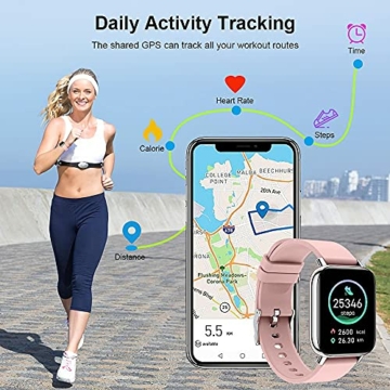 Smartwatch, Fitness Tracker 1,69 Zoll Touch-Farbdisplay Fitness Armbanduhr mit Herzfrequenz Schlafmonitor, Fitnessuhr Damen Sportuhr Schrittzähler, Stoppuhr für IP68 Wasserdicht, für iOS und Android - 4