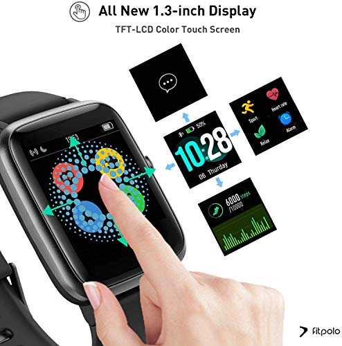 Smartwatch, Fitness Tracker Uhr 1.3" HD Voll Touchscreen, Damen Herren Uhren Watch für Android IOS, IP68 Fitness Uhr mit Pulsmesser Schlafmonitor Stoppuhr Musiksteuerung, Sportuhr Aktivitätstracker - 3