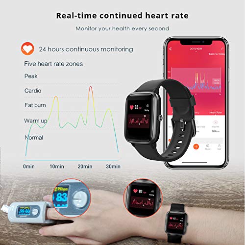 Smartwatch, Fitness Tracker Uhr 1.3" HD Voll Touchscreen, Damen Herren Uhren Watch für Android IOS, IP68 Fitness Uhr mit Pulsmesser Schlafmonitor Stoppuhr Musiksteuerung, Sportuhr Aktivitätstracker - 4