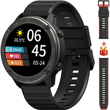 Smartwatch, IOWODO X5 Smart Watch Herren mit 1,3” Farbdisplay, Pulsuhr, Schlafmonitor, Musik/Kamerasteuerung, Sportuhr IP68 Wasserdicht Schrittzähler Uhr Damen Fitnessuhr Kompatibel iOS Android Handy - 1