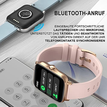 Smartwatch Telefonieren mit Lautsprecher,1.7 Zoll Touchscreen,Direkt Koppeln mit Bluetooth Kopfhörer Kabellos,Musikspeicher,Whatsapp Fähig,Fitness Tracker Blutdruck Pulsuhr Schrittzähler Sportuhr - 2