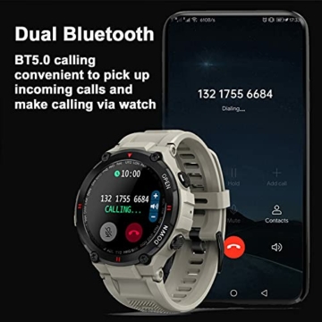 Smartwatch Telefonieren Wasserdicht Gesundheitsuhr Outdoor Pulsuhr für Männer iOS Android Militär Sportuhr Tactical Watch Schrittzähler Uhr Herzfrequenz Schlafanalyse Fitnessuhr Herren - 2