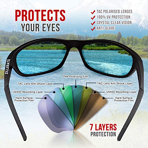 Sonnenbrille Herren Polarisiert Sport Brille - Sportbrille für Men & Damen zum Fahren Radfahren Golf Angeln Laufen Segeln Skifahren, UV400-Schutz, Leichter, langlebiger TR90-Rahmen, Hartschalen-Etui - 5