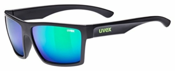 uvex Unisex – Erwachsene, LGL 29 Sonnenbrille, black mat/green, one size - 