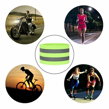 Willingood 4er Set Doppel Reflektorbänder für Outdoor Jogging, Radfahren, Wandern, Motorrad-Reiten oder Laufen | Reflektierende Sicherheits Armband | 40 x 5 cm - 6