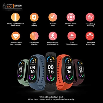 Xiaomi Mi Smart Band 6 Smart Watch, 1,56 „AMOLED-Bildschirm, Sport-Tracking, wasserdicht bis 5 ATM, antibakterielles Armband, 125-mAh-Akku, italienische Version, schwarz - 2