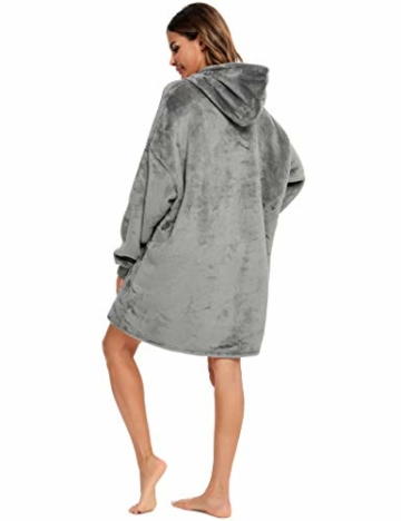 YEPLINS Pullover Sweatshirt Mit Kapuze Robe Decke Hoodie Decke Sweatshirt Flanell Hoodies (Grau), Einheitsgröße - 4