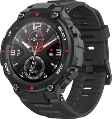 Amazfit Smartwatch T-Rex 1,3 Zoll Outdoor digitale Uhr wasserdichte Sportuhr mit militärischem Qualitätsstandard, GPS, Schlafmonitor, 14 Sportmodi, Schwarz - 1