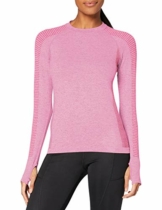 Amazon-Marke: AURIQUE Damen nahtloses Sporttop mit langen Ärmeln, Pink (Pink Marl), 40, Label:L - 1