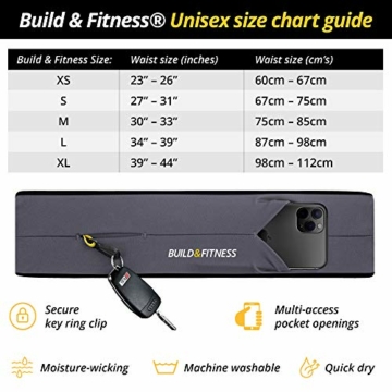 Build & Fitness Lauf Gürtel Damen und Herren, Flip-Taille Gürteltasche, Schlüsselclip - Handytasche Passend für iPhones, Samsung - 5