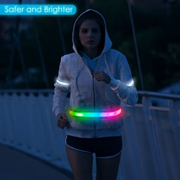 Cikyner 6 Farbiger LED Reflexionsgürtel, USB-aufladbare Lauflichter für Läufer hoher Sichtbarkeit Lauflichter mit Zwei reflektierenden Armbändern, ideal für Nachtlauf, Radfahren, Wandern, Joggen - 6